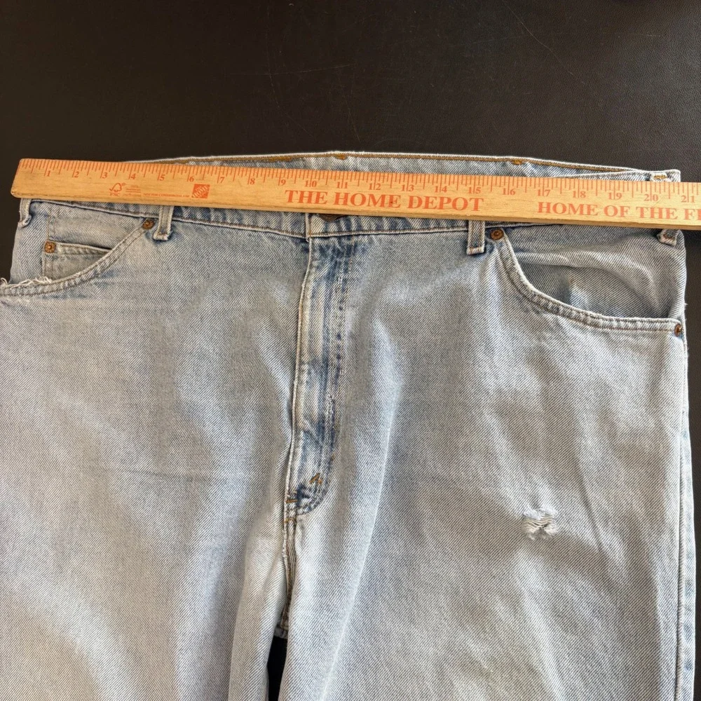 VTG 90s Levis 550 Relaxed Fit Tapered Leg Jeans Mens 42x32 Light Wash Orange Tab